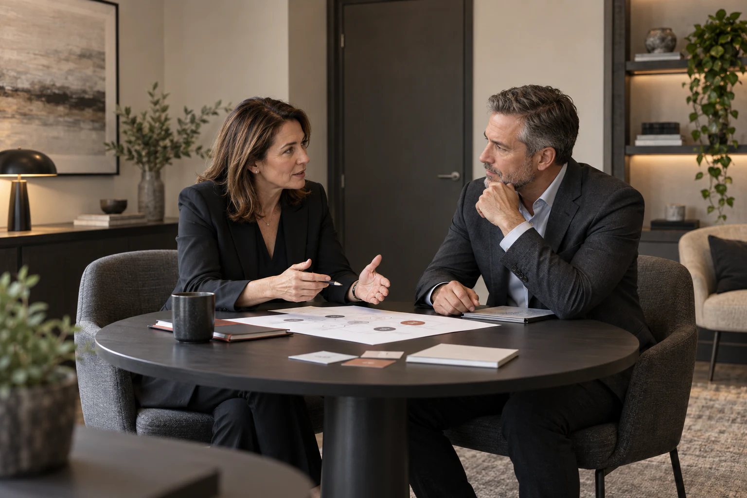 A talent advisor and organizational leader reviewing a succession plan